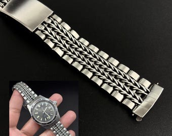Vintage Maruman 19 MM “Seiko 62 MAS” "Bike Chain" Japan St Steel Men Watch Bracelet 40S24