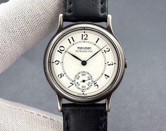 Vintage Maruman Retrospection Side Seconds Japan Made Men's Quartz Watch MW105