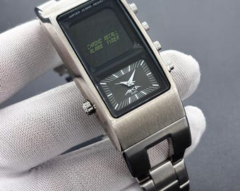Montre à quartz Seiko Alba alias Ana-Digi Japon pour homme vintage V091-5000
