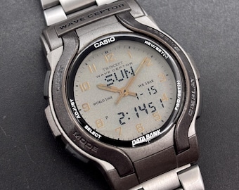 Vintage Casio Wave Ceptor WVA-200 Data Bank Ana/Digi Japan Men's Watch Mod. 2370