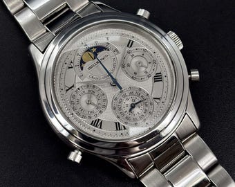 Montre à quartz japonaise Shellman à grande complication, phases de lune, chronographe à phases de lune