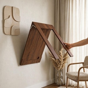 Tavolo pieghevole a parete, salvaspazio per la zona pranzo, scrivania a scomparsa, personalizzabile (MDF laminato)