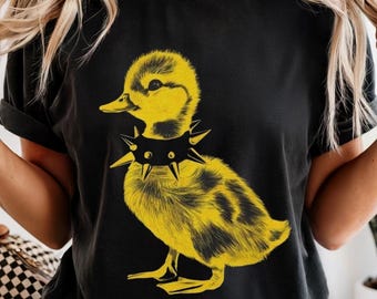 Comfort Colors® Punk Baby Duck Shirt, Weirdcore Spiked Collar Alt Clothing Grunge Tee