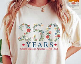 Comfort Colors® USA 250th Anniversary Floral Shirt, 1776-2026 Patriotic Wildflower Tee