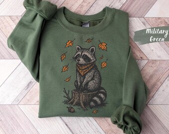 Raccoon Sweatshirt, Cozy Season Crewneck, Woodland Fall Sweater, Nature Lover Gift