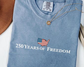 Comfort Colors® 250 Years of Freedom Shirt, America 250 Flag Map July 4th Tee