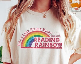 Comfort Colors® Reading Rainbow Shirt, Bookish Mom Gift, Mother's Day Gift for Mom, Retro Teacher Tee, Librarian Gift