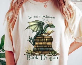 Comfort Colors® Book Dragon Shirt, Bookish Mom Gift, Mother's Day Gift for Mom, Fantasy Book Lover Tee, Bookworm Gift