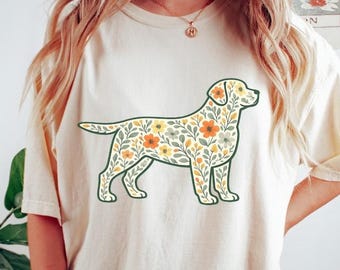 Comfort Colors® Floral Labrador Shirt, Labrador Mom Gift, Mother's Day Gift for Mom, Labrador Retriever Tee, Lab Lover Gift
