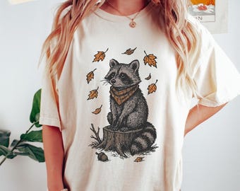 Comfort Colors® Raccoon Shirt, Woodland Animal Tee, Cozy Fall Graphic, Nature Lover Gift
