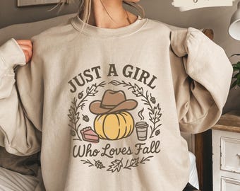 Just A Girl Who Loves Fall Sweatshirt, Cozy Fall Crewneck, Coffee Lover Gift