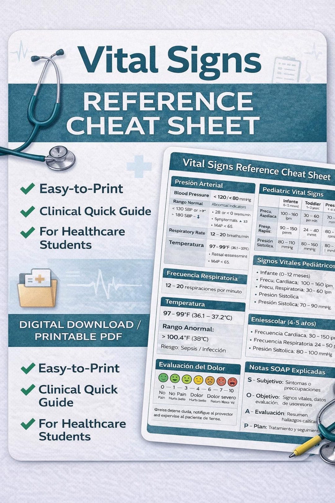 Vital Signs Reference Cheat Sheet - Etsy