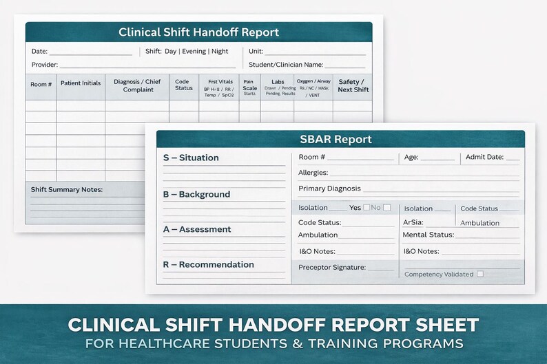 Hand Off Shift Report Examples Clinical Handoff Report Sheet - Etsy