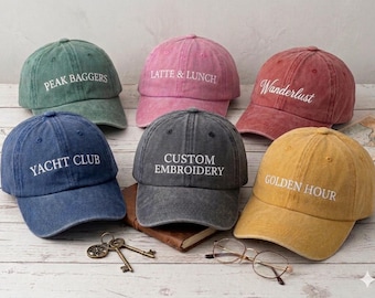 Boné vintage com texto e logotipo, bonés de pai bordados personalizados, bonés de beisebol personalizados em atacado, boné de avô vintage, boné para despedida de solteira, presentes para o Dia dos Pais