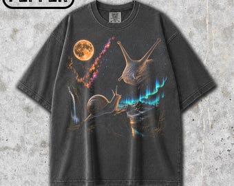 Camiseta Comfort Colors® Caracol Lua, Camiseta Vintage Caracol, Camiseta Gráfica Retrô Anos 90 com Estampa da Natureza, Camiseta para Amantes da Natureza, Presente para Amantes de Caracóis, Presente para Jardineiros