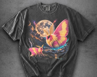 Camiseta Comfort Colors® Rosy Maple Moth Moon, Camiseta Vintage Moth, Camiseta Retro de Insectos de los 90, Regalo para Amantes de la Naturaleza, Regalo para Amantes de la Polilla Rosy Maple