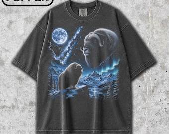 Camiseta Comfort Colors® Musk Ox Moon, Camiseta Vintage Musk Ox, Camiseta com Estampa da Vida Selvagem do Ártico, Camiseta para Amantes da Natureza dos Anos 90, Presente para Amantes de Bois-Almiscarados