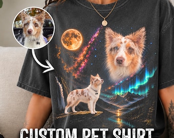 Camiseta personalizada con foto de mascota Comfort Colors®, camiseta personalizada para mascotas, camiseta personalizada con foto de perro, regalo para amantes de los perros, camiseta con perro aullando a la luna.