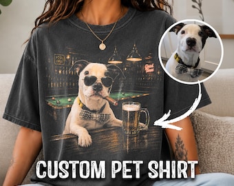 Camiseta divertida y personalizada de Comfort Colors® con un perro bebiendo cerveza, camiseta personalizada con foto de mascota, estampado de meme original y sarcástico, regalo para amantes de los perros.