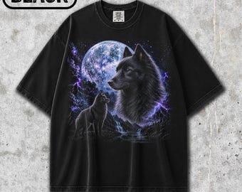 Camiseta Comfort Colors® Schipperke Howling To The Moon, Camiseta para perro con luna llena, Gráfico retro de los 90 Dog Thunder, Regalo para mamás perrunas, Camiseta para papás perrunas
