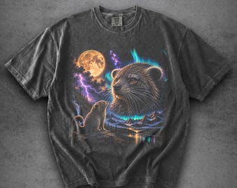 Camiseta Comfort Colors® Binturong aullando a la luna, camiseta retro de los 90 con estampado de vida salvaje, regalo para amantes de la naturaleza y los animales exóticos, regalo para amantes del binturong