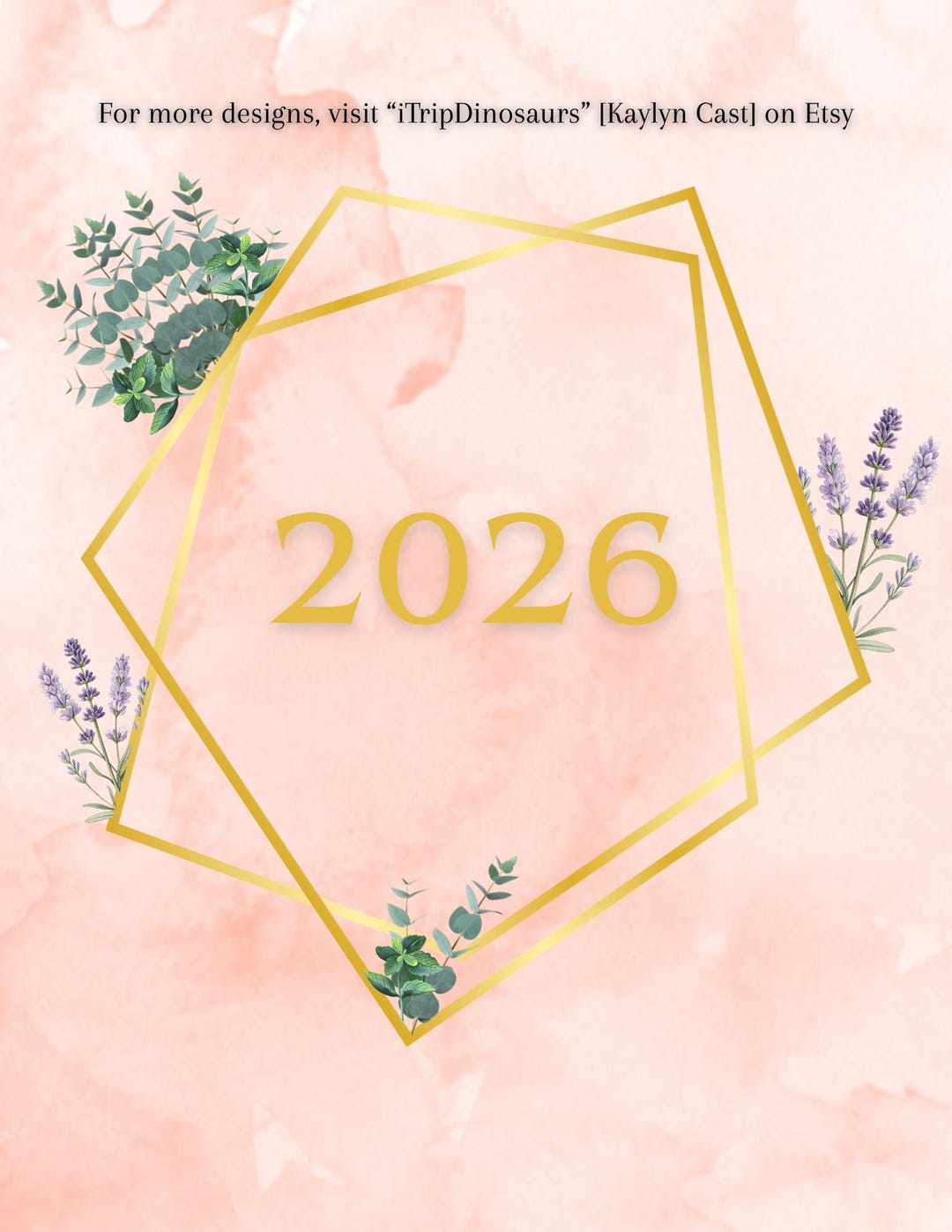 Pink Watercolor Gold Geometric Cover Page - Etsy