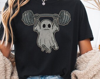 Ghost Humor Fitness Shirt, Funny WorkOut Gift, Retro Weightlifting T Shirt, Gym Lover Shirt, Funny Workout T-Shirt, Exercise Clothes