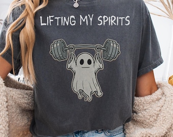 Lifting My Spirits Weightlifting Gift for Gym Rat, Deadlift Shirt, Lift Weights, Gym Shirt, Comfort Colors Workout T-Shirt