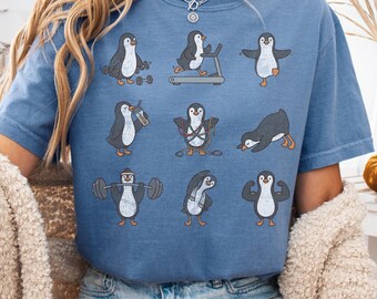Gym Fitness Motivation, Penguin Gym Shirt Comfort Colors, Deadlift Shirt, Gym Rat Gift, Workout Penguins Pump Cover