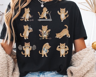 Cat Gym Fitness Motivation Shirt, Serious Cat Workout Pump Cover, Gym Rat Gift, Funny Animals Lifting Tee, Fitness Tee