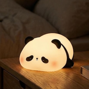 Lámpara de noche Panda: Lámpara LED de silicona suave, recargable por USB (temporizador de 30 minutos)