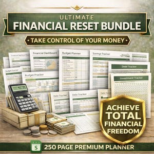 Pacote de Planejamento Financeiro | Planilhas de Orçamento, Dívidas e Poupança (Download em PDF, tamanho 8,5 x 11 polegadas)
