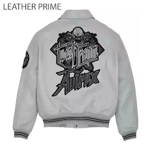 Men's Avirex Genuine Cowhide Leather Varsity Jacket – Twin Flame Graphic Streetwear Unisex