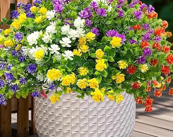 Flores artificiales para exteriores, plantas artificiales resistentes a los rayos UV, margaritas de eucalipto artificiales para la decoración de porches y patios.