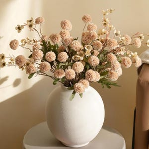 HyeFlora Fake Kiku Flowers Silk Pompon Mums Decor