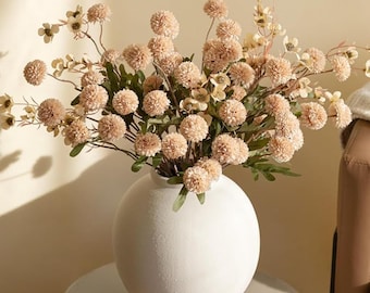 HyeFlora Fake Kiku Flowers Silk Pompon Mums Decor