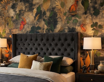 Moody Botanical Wallpaper, Dark Floral Wall Mural, Maximalist Home Decor, Gali Atelier