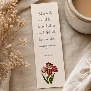 Christian Bookmark Psalm 46:5 | God Is in the Midst of Her | Christliches Lesezeichen mit Bibelvers | Geschenk für Frauen