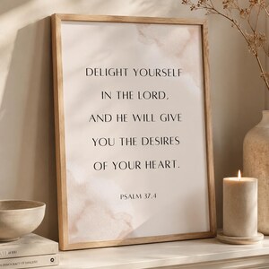 Psalm 37:4 Christian Wall Art | Christliches Poster mit Bibelvers | Bible Verse Poster | Ermutigungskarte & Christian Gift | Scripture Decor