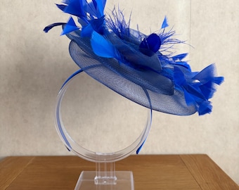 Royal Blue Fascinator with feather detail