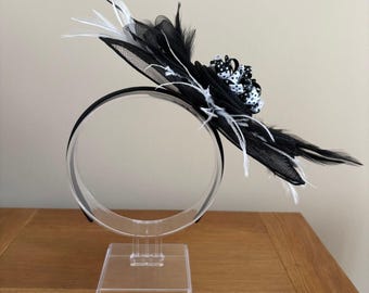 Black Fascinator with polka dot detail