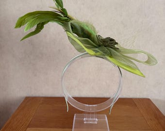 Olive Green Fascinator with feather detail