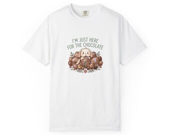 Chocolate Bunny T-Shirt | Garment-Dyed Cotton Tee, Vintage Illustration