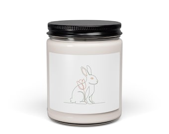 Pastel Floral Bunny Scented Soy Candle | 9oz Jar