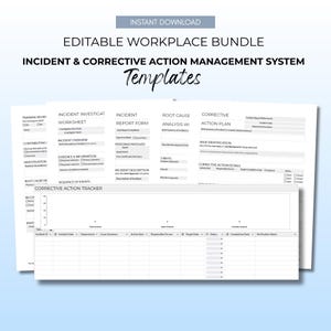 Sjablonen voor rapport over incidenten op de werkplek en plan met corrigerende actie (digitale download)