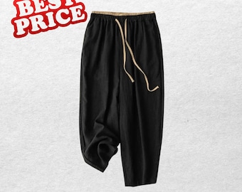 Spodnie bawełniane z szerokimi nogawkami, minimalistyczne, luźne, swobodne, ze ściągaczem w stylu retro, proste, do pracy