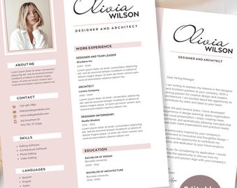 Modern Resume Template with Photo, 2026 Professional CV & Cover Letter, ATS Friendly, Canva Editable, Instant PDF Download