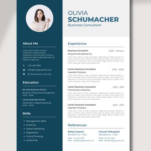Nowoczesny, prosty szablon CV | Przejrzysty szablon CV | Edytowalne CV w Canva | Minimalistyczne, profesjonalne CV | Przyjazne dla systemu ATS CV