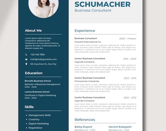 Modern Resume Template Simple | Clean CV Template | Canva Editable Resume | Minimal Professional Resume | ATS Friendly Resume