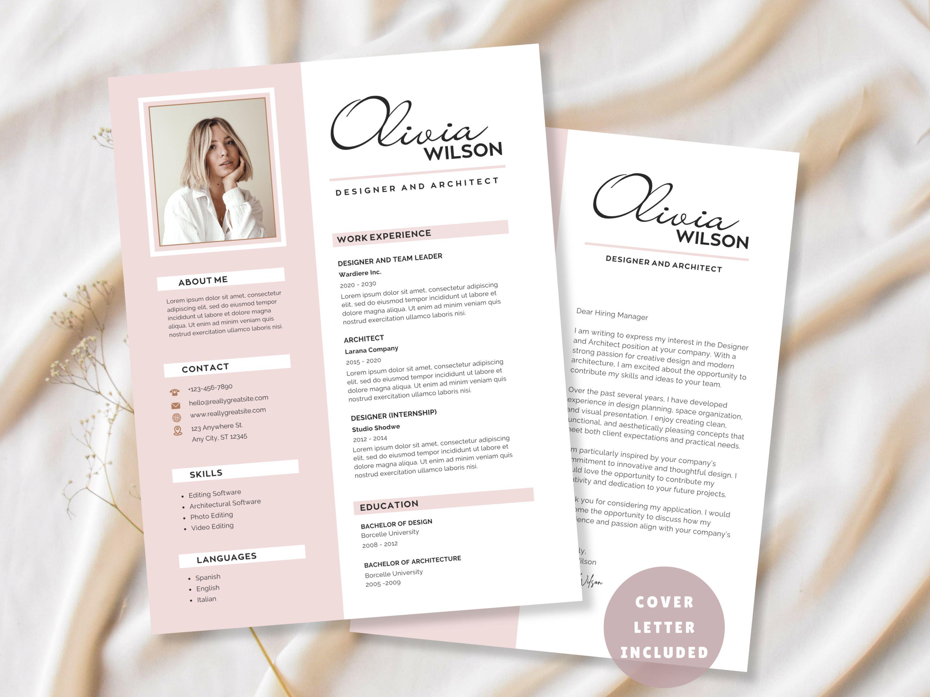 Modern Resume Template Bundle With Cover Letter – Editable CV for Canva ...